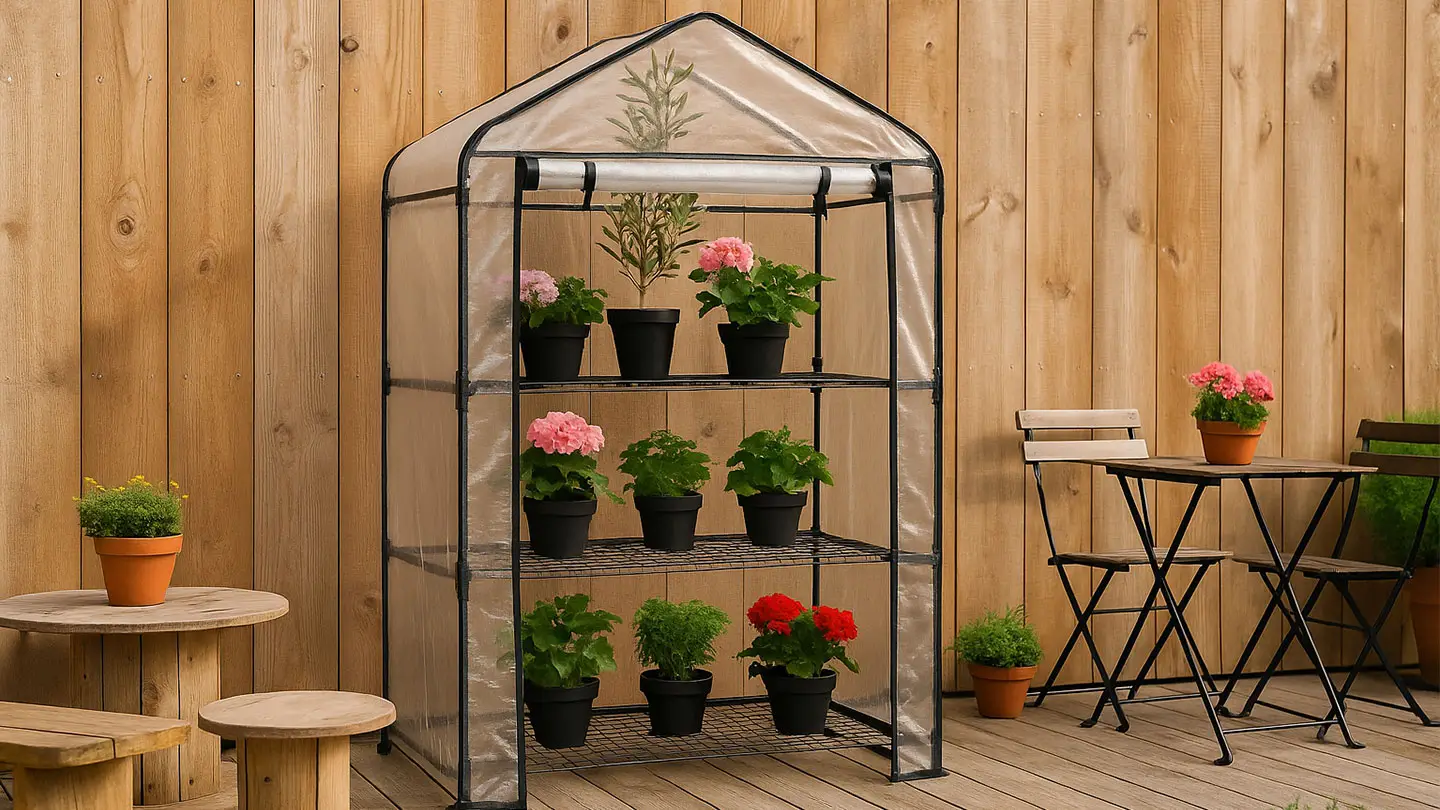 Hortus Kunststoff-Gewächshaus auf einer Terrasse