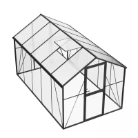 Gew&auml;chshaus Premium Schwarz 382 cm &ndash; Glas/Polycarbonat