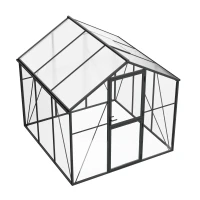 Gew&auml;chshaus Premium Schwarz 232 cm &ndash; Glas/Polycarbonat